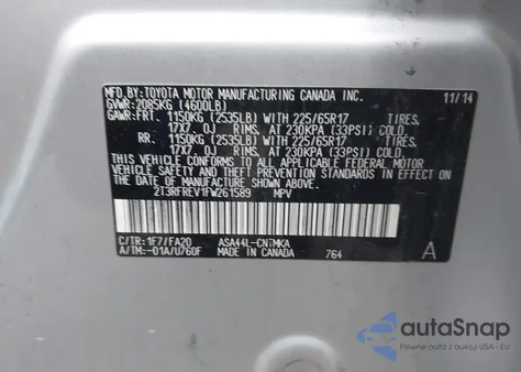 2015 Toyota Rav4 Xle из США, поврежденный, VIN 2T3RFREV1FW261589